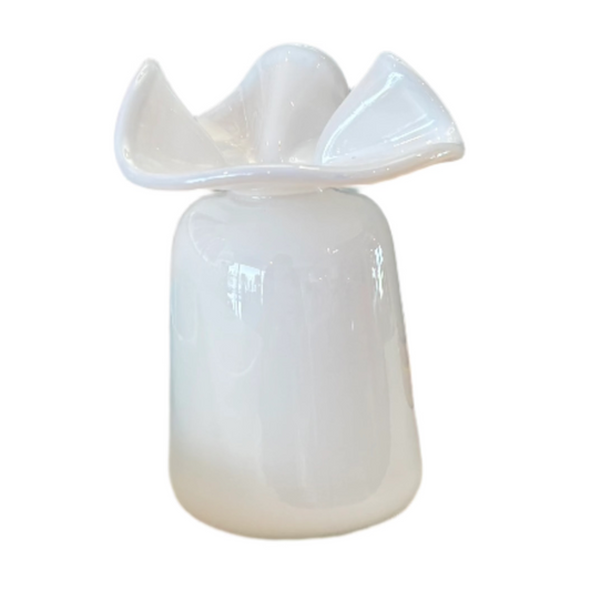 Ruffle Bud Vase in White