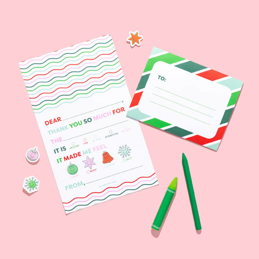 Kids Holiday Fill in Thank You Tri-Fold Set