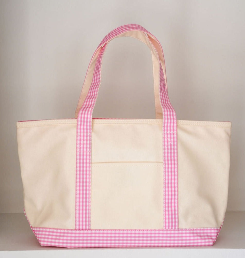 Coated Canvas Tote – Gingham Trim