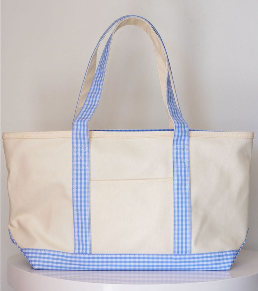 Coated Canvas Tote – Gingham Trim