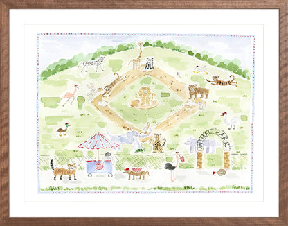 The "Animal Ballpark" Baseball Menagerie Fine Art Print