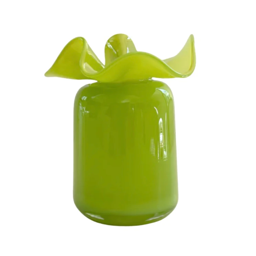 Ruffle Bud Vase in Apple Green