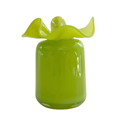 Ruffle Bud Vase in Apple Green