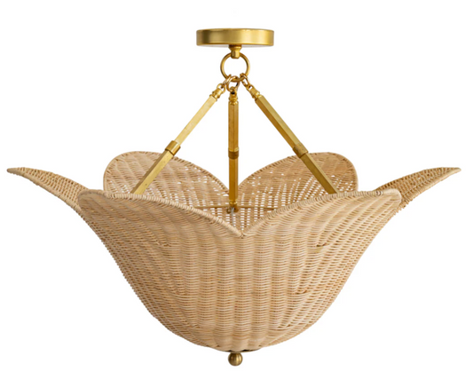 Petal Rattan Semi-Flush Fixture