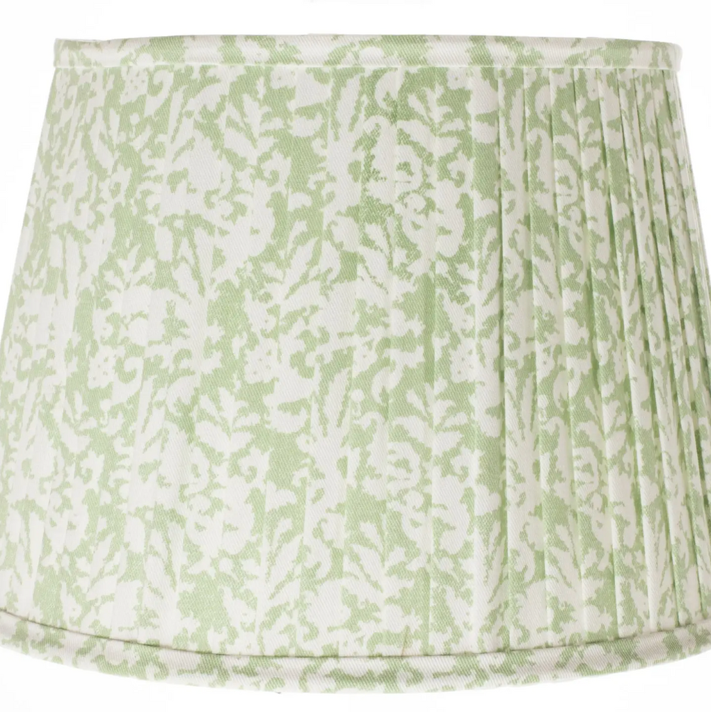 Pleated Light Green Floral/Coral Lampshade