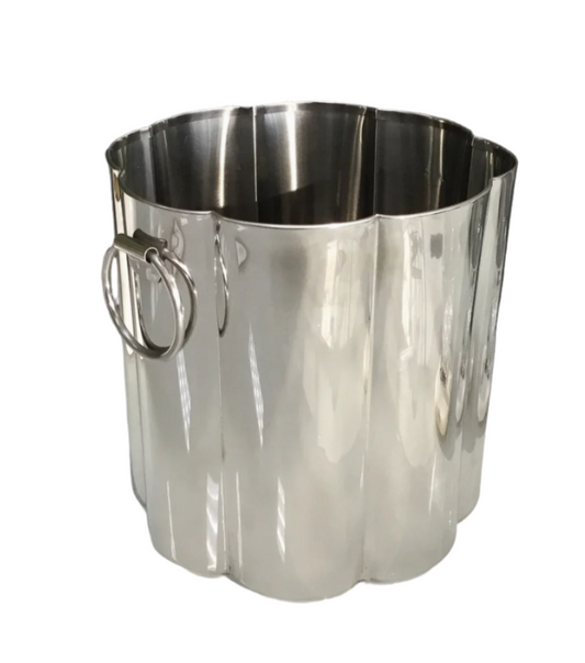 Polished Stainless Steel Grooved Ice Bucket