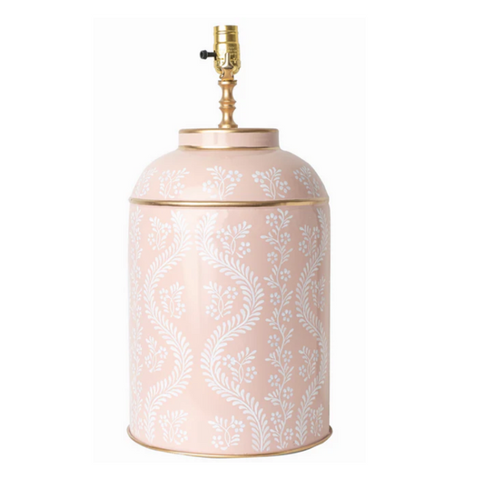 Pink & White Chinoiserie Tole Lamp