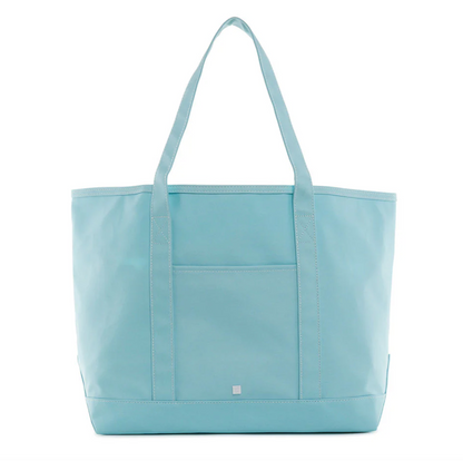 Coated Canvas Tote in Lake Blue