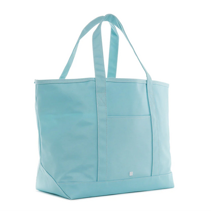 Coated Canvas Tote in Lake Blue