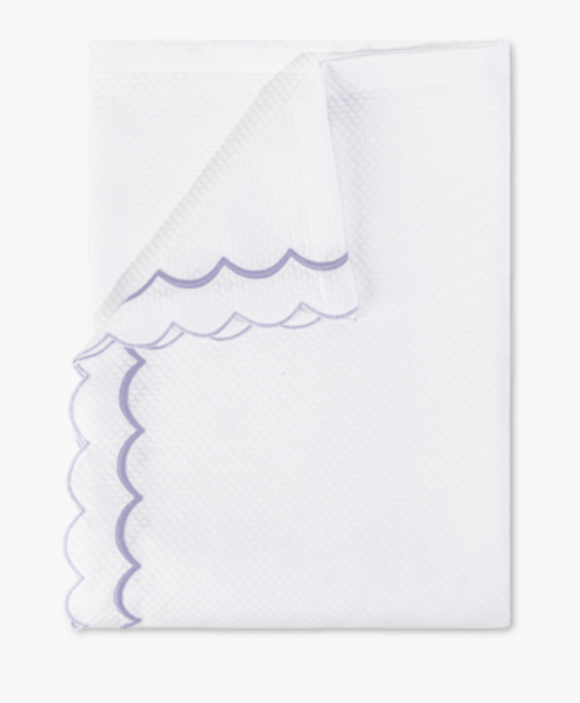 Twin Pique Coverlet with Lavender Trim