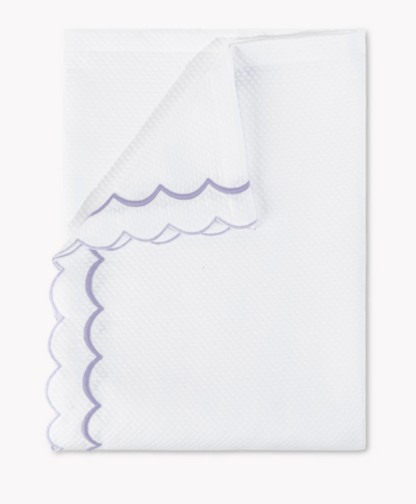 Twin Pique Coverlet with Lavender Trim