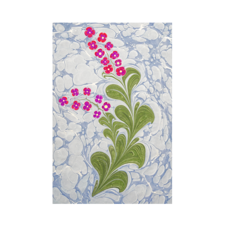 Marbled Flower Print in Blue
