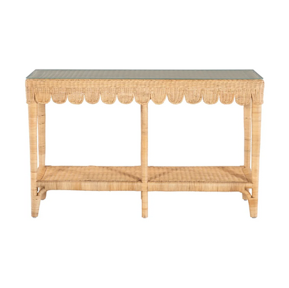Bailey Scalloped Rattan Console Table