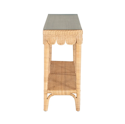 Bailey Scalloped Rattan Console Table