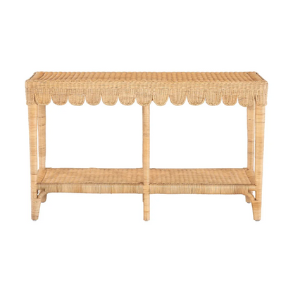 Bailey Scalloped Rattan Console Table