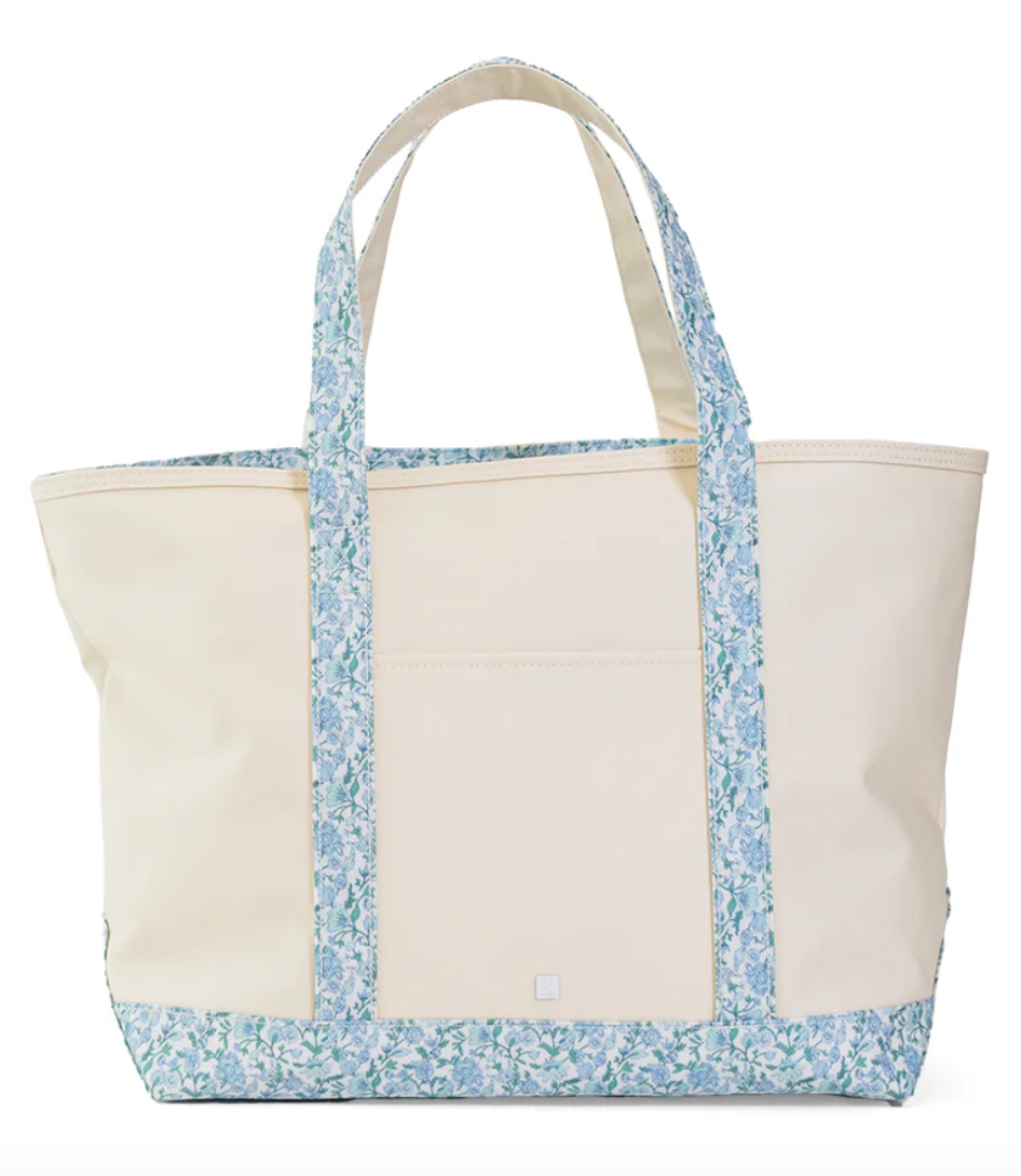 Coated Canvas Tote with Hamptons Floral Trim