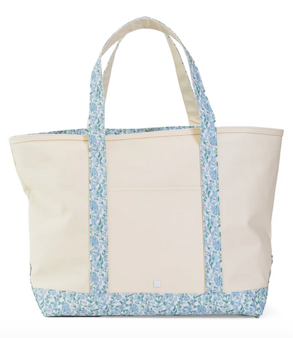 Coated Canvas Tote with Hamptons Floral Trim