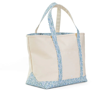 Coated Canvas Tote with Hamptons Floral Trim