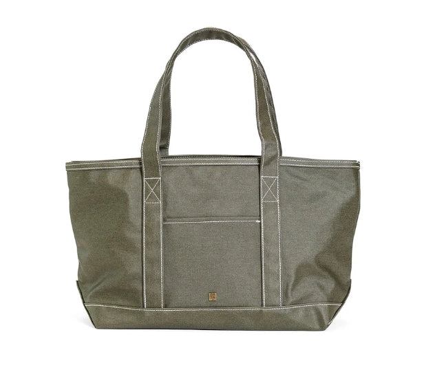 Coated Canvas Tote in Olive