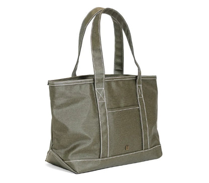 Coated Canvas Tote in Olive