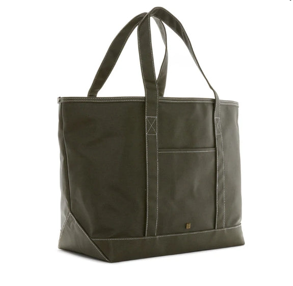Coated Canvas Tote in Olive