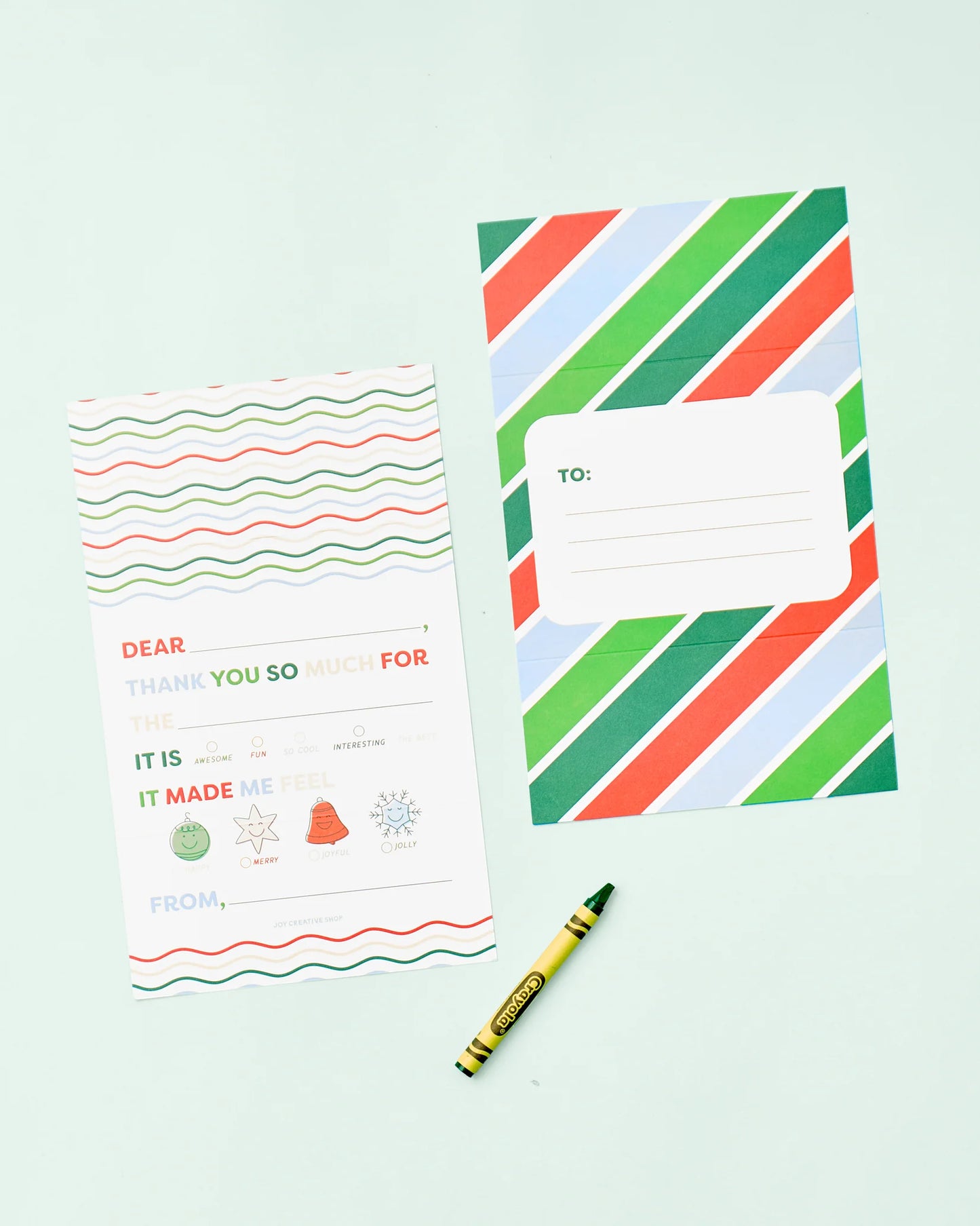 Kids Holiday Fill in Thank You Tri-Fold Set