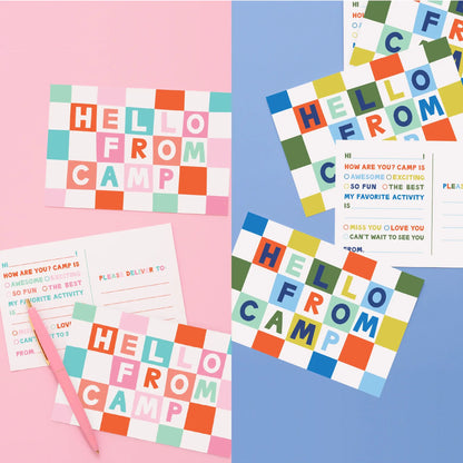 Checkered Camp Postcards in Pink