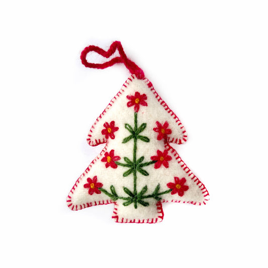 Tree Embroidered Wool Ornament