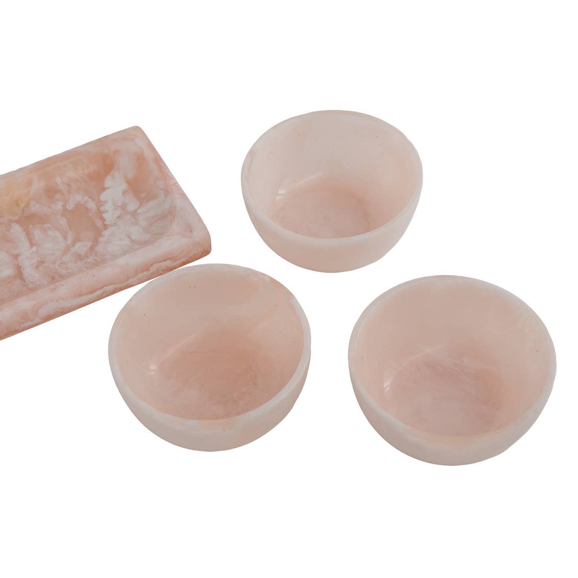 Pink Resin Tray & Appetizer Bowls