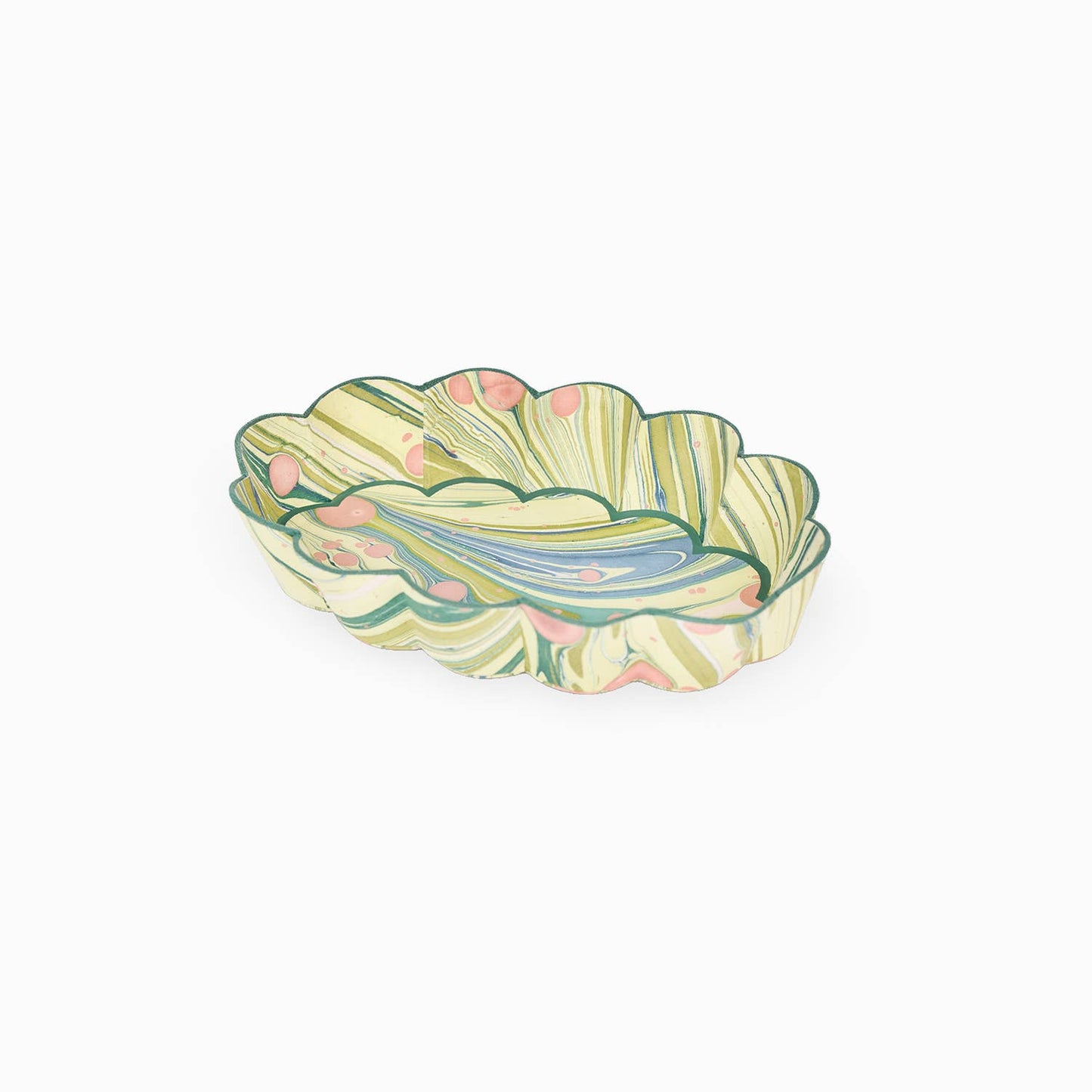 Flower Petal Oval Desk Tray in Moss Firewhirl