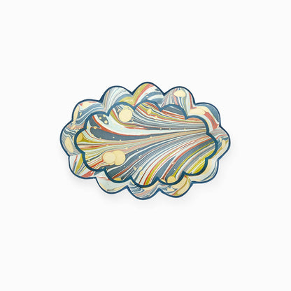 Flower Petal Oval Desk Tray in Ocean Firewhirl