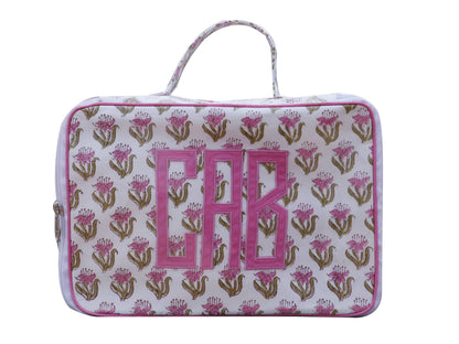 Block Print Top Handle Cosmetic Bag