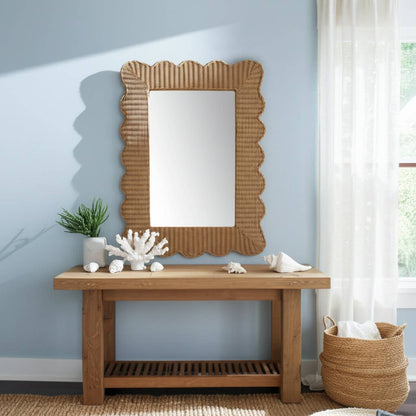Wicker Scalloped Edge Mirror