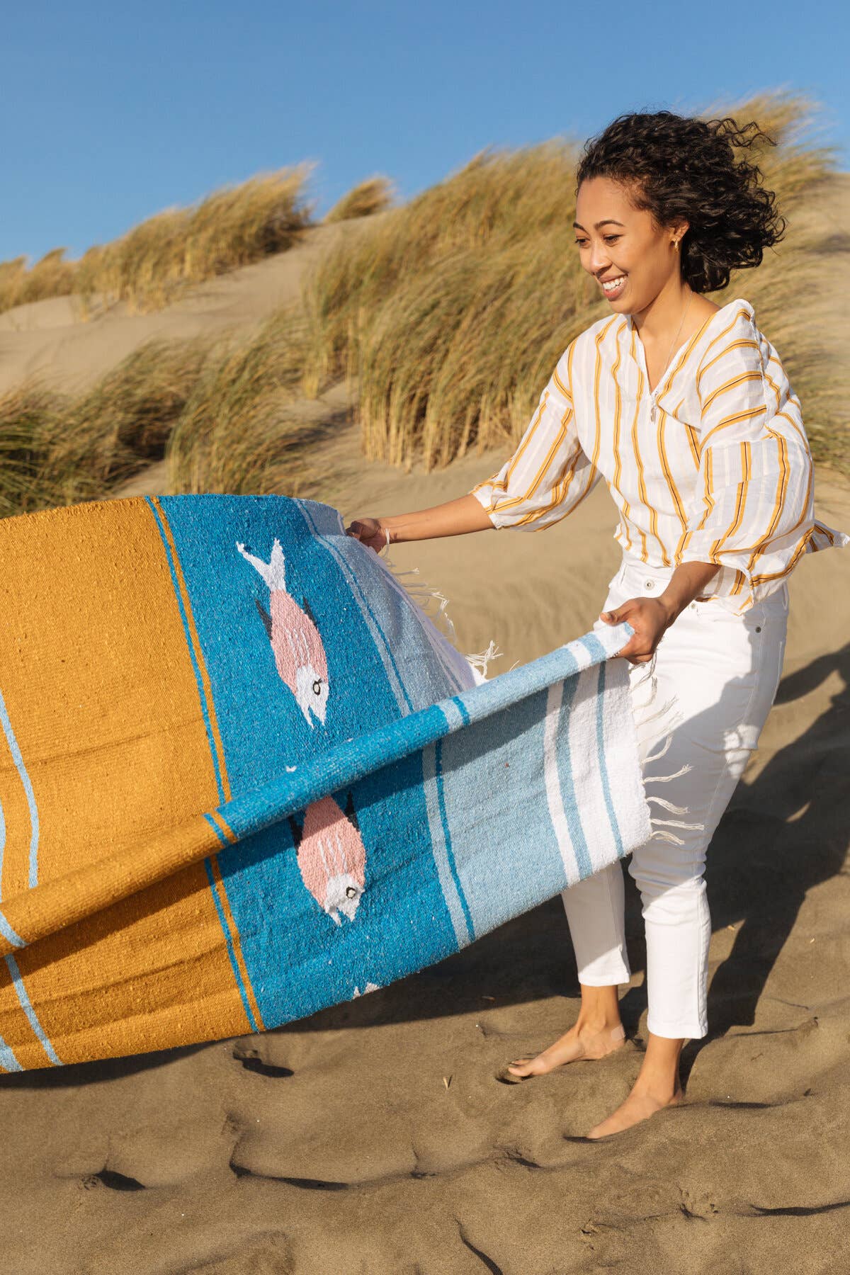 Blue Fish Picnic Blanket Roll