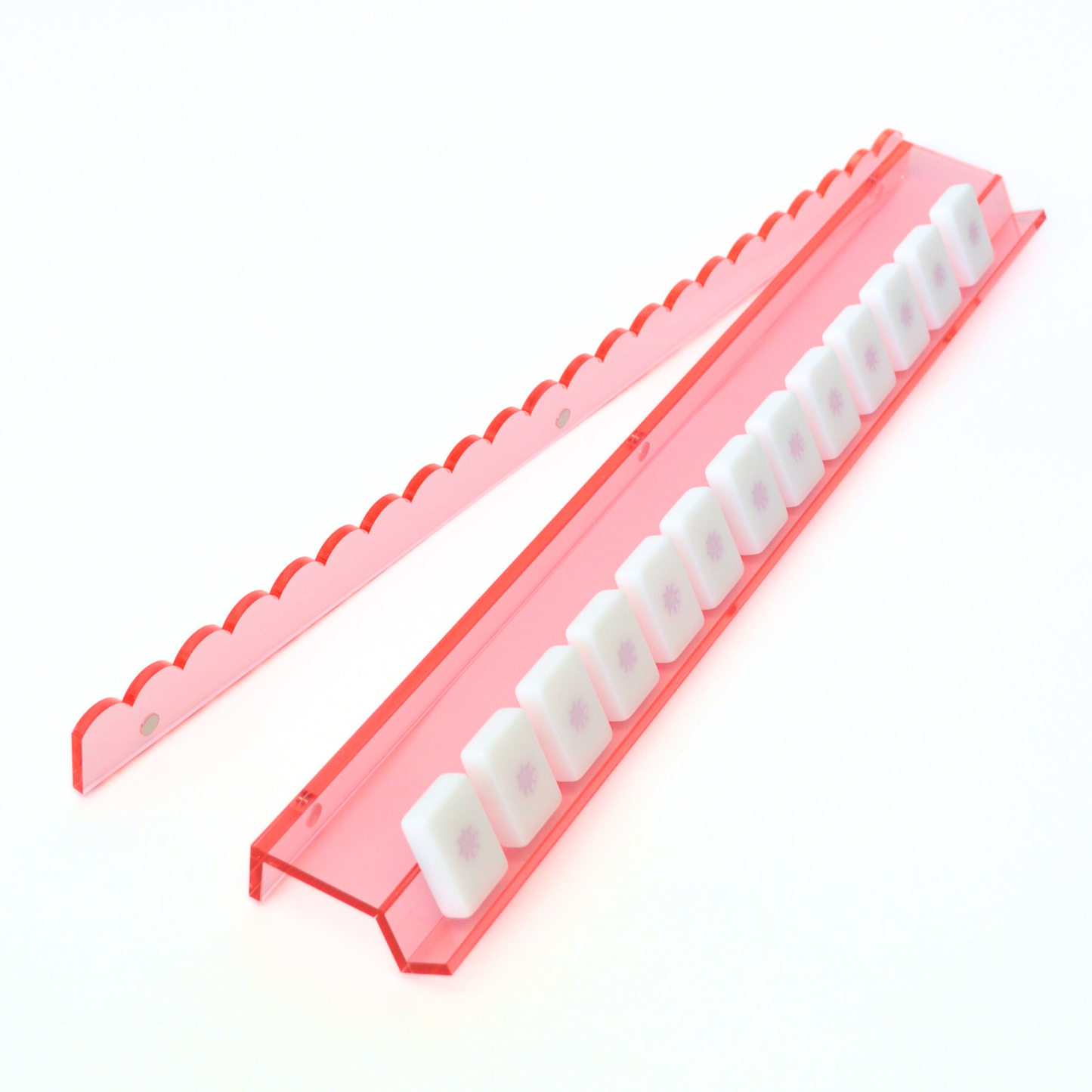 Pink Acrylic Mahjong Rack and Pusher, Set of 4
