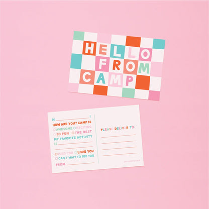 Checkered Camp Postcards in Pink