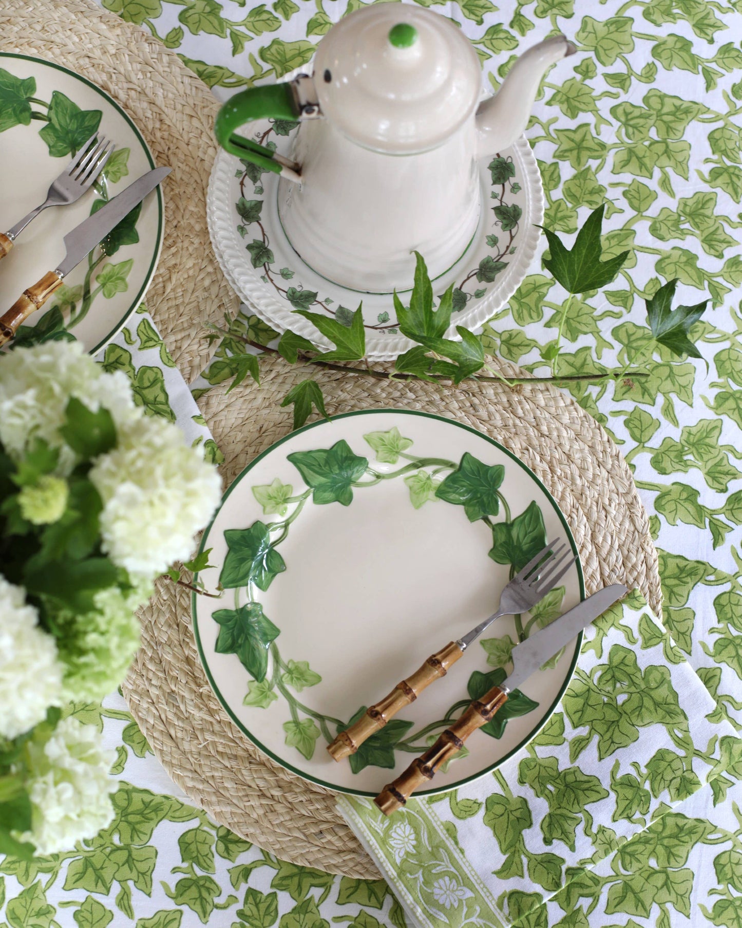 Ivy Block Print Tablecloth