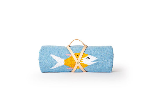 Blue Fish Picnic Blanket Roll