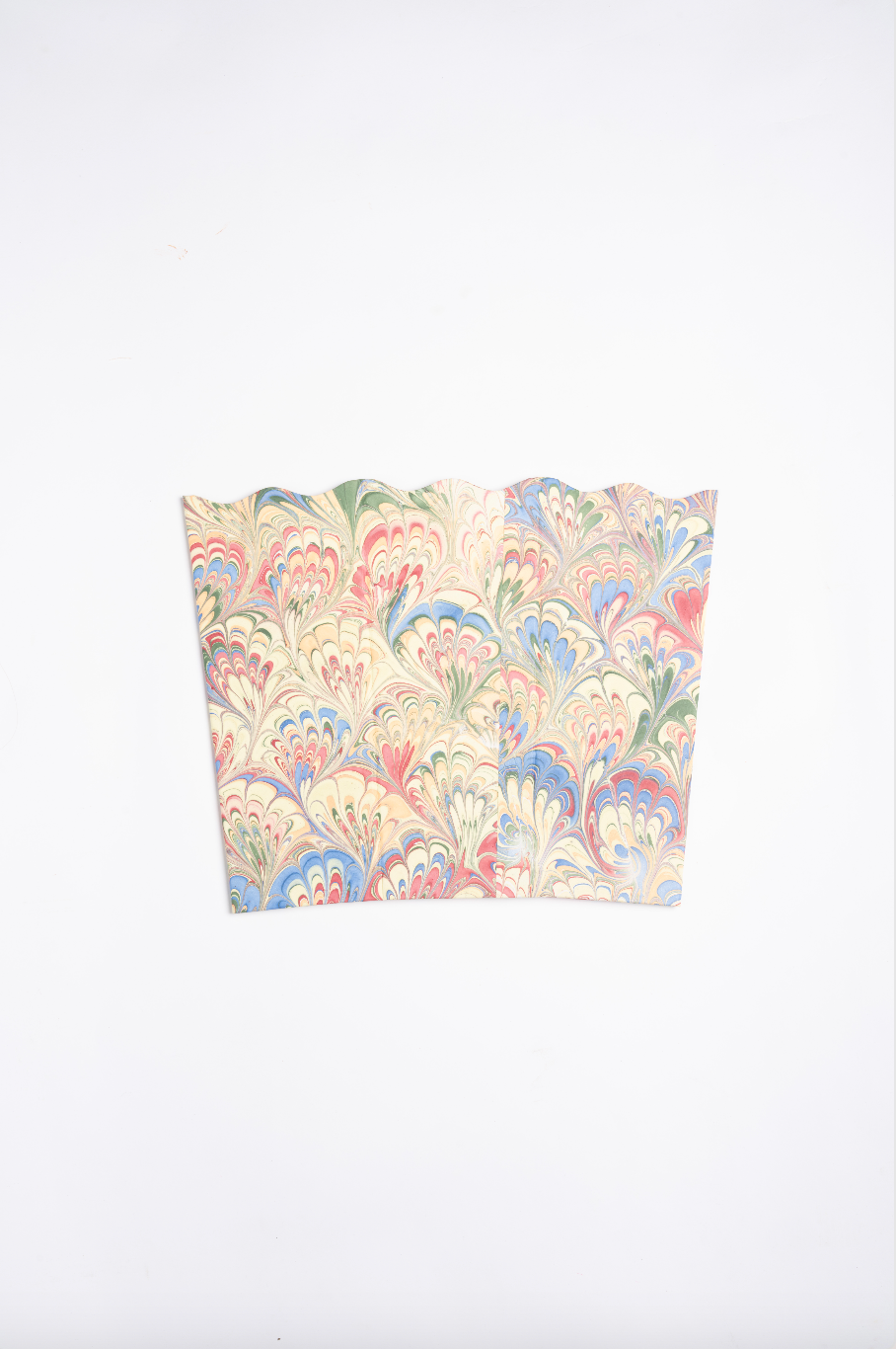 Hand-Marbled Scallop Waste Bin in Multi