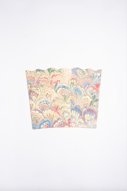 Hand-Marbled Scallop Waste Bin in Multi