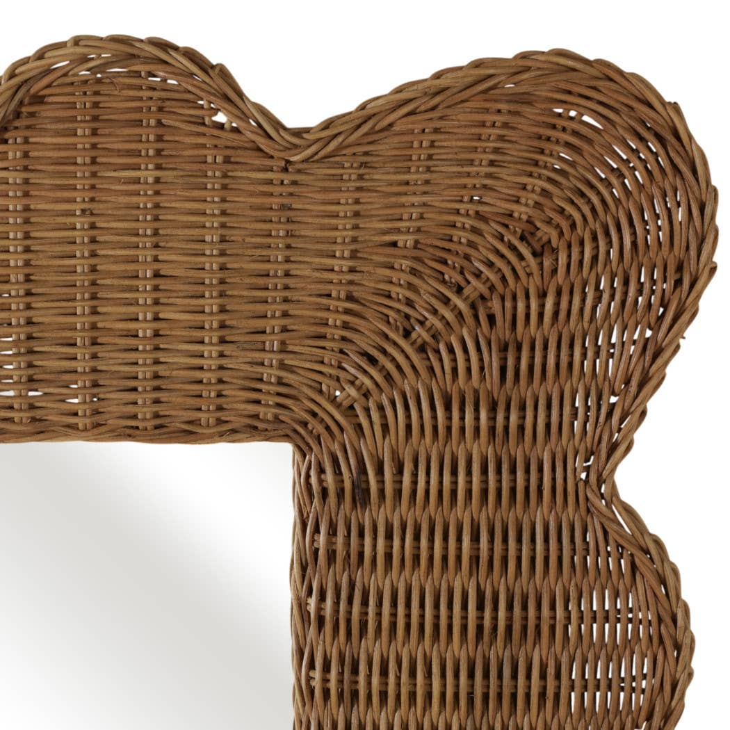 Wicker Scalloped Edge Mirror