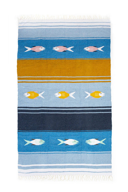 Blue Fish Picnic Blanket Roll