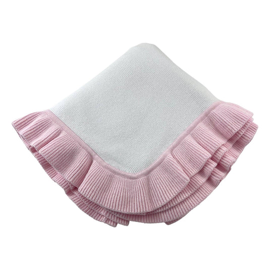 Jersey Knitted Ruffle Baby Blanket in Pink