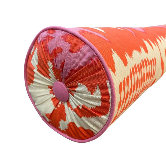 Ikat Orange Pink Bolster