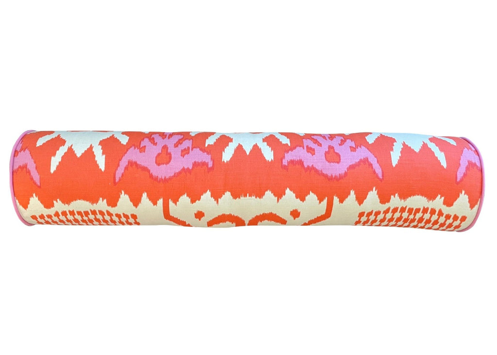 Ikat Orange Pink Bolster