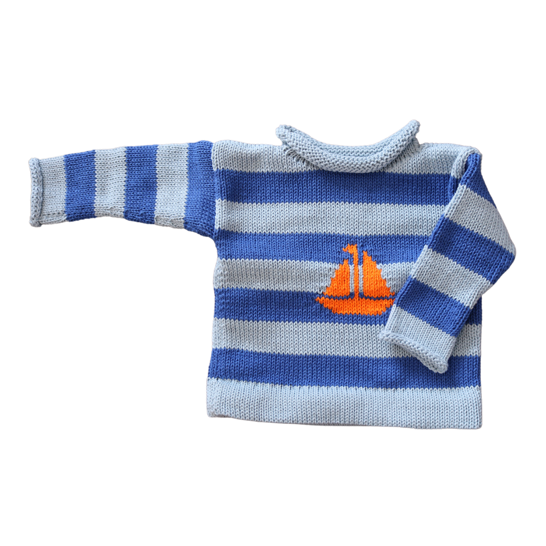 Sail Boat Cotton Striped Sweater