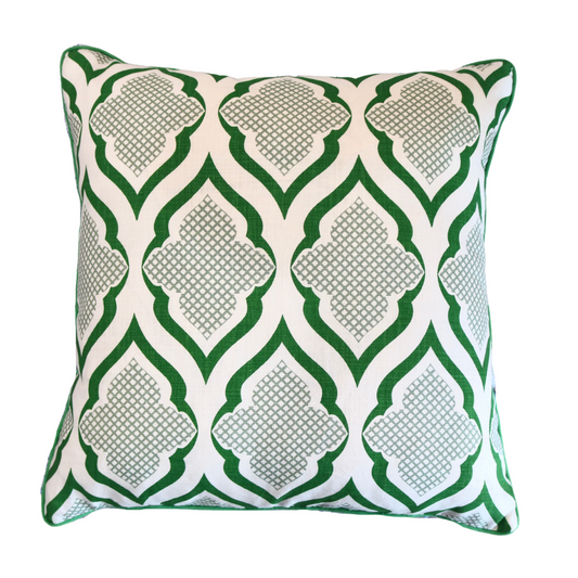 Green and White Square Pillow