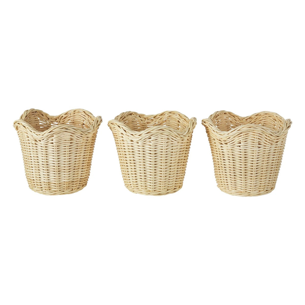 Set of 3 Wavy Wicker Orchid Baskets