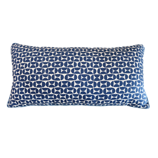 Navy Geometric Lumbar Pillow