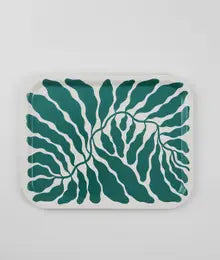 Green Leaves Rectangular Art Tray